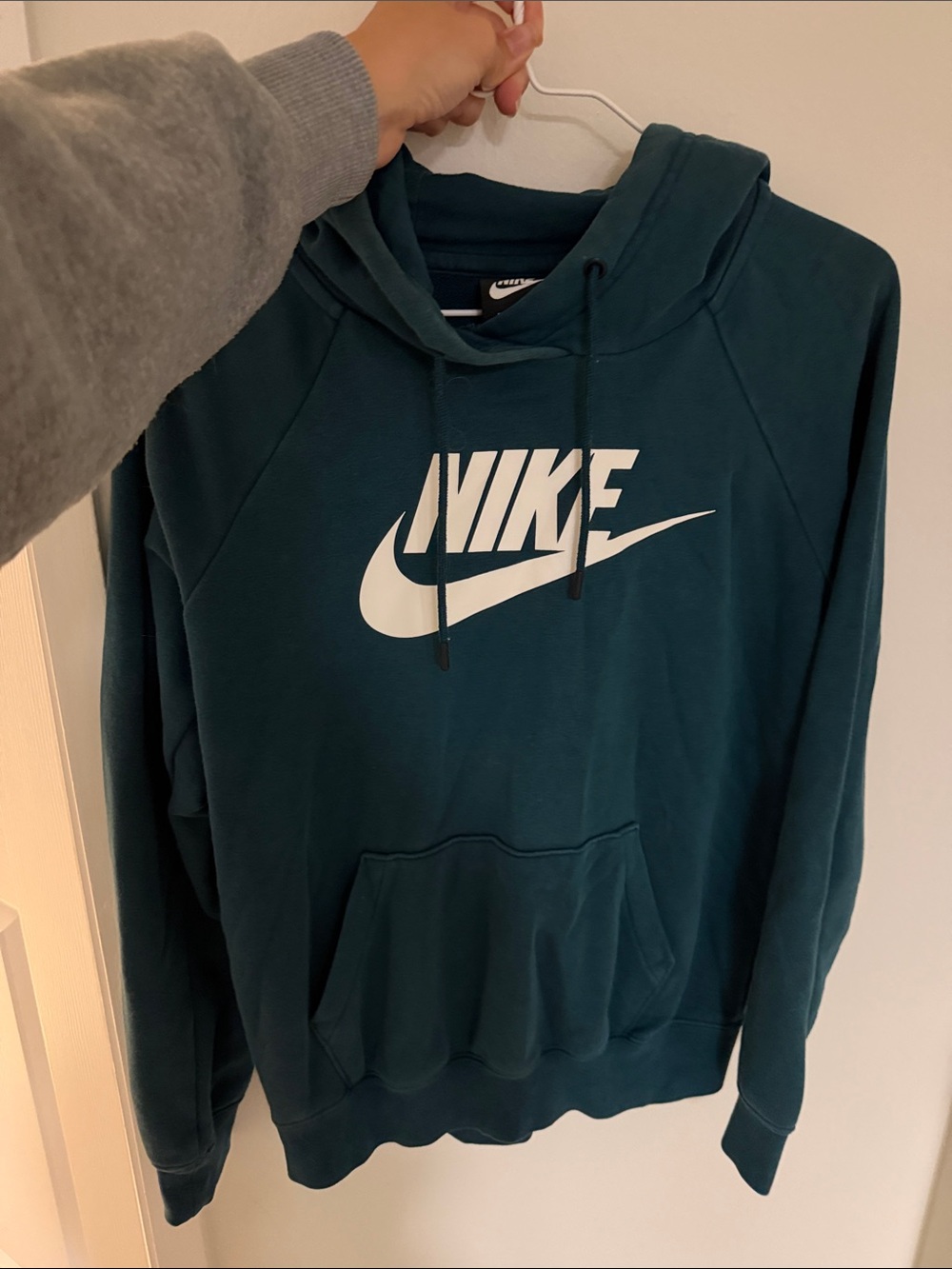 Nike Dark Teal Pullover Hoodie with White Logo